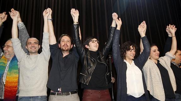 Iglesias, durante la presentación de los candidatos en Zaragoza.