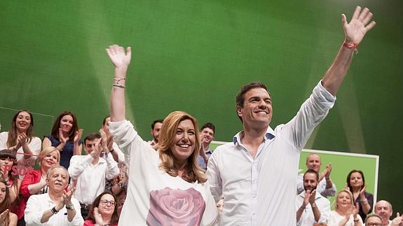 Susana Díaz y Pedro Sánchez, durante su encuentro en Alcalá de Guadaíra (Sevilla).