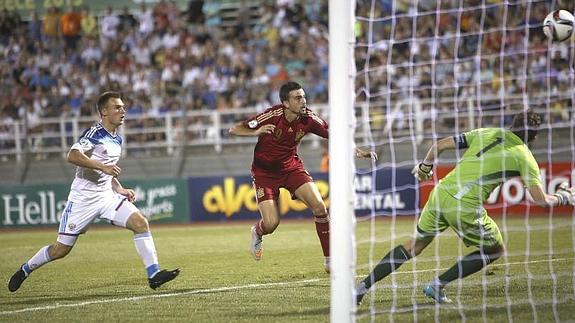 Borja Mayoral anota el 1-0. 