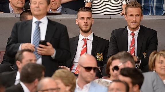 De Gea, en la grada de Old Trafford. 