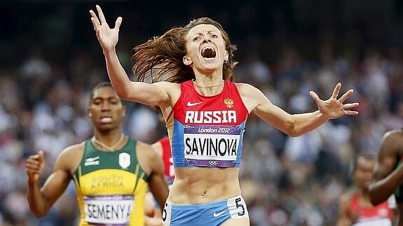María Savinova gana los 800 metros en Londres. 
