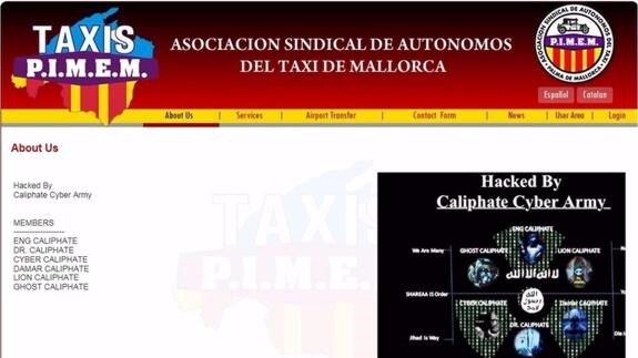 La web 'hackeada' de la Asociación de Taxis de Mallorca.