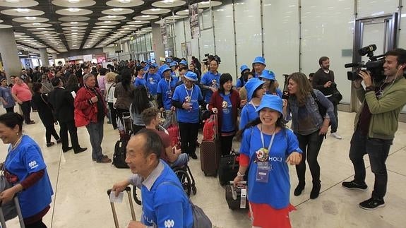 Llegada de los turistas chinos a Madrid.