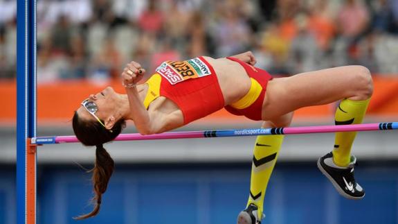 Ruth Beitia, durante la clasificación en el Europeo.