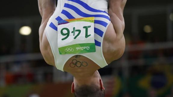 El gimnasta griego Eleftherios Petrounias. 