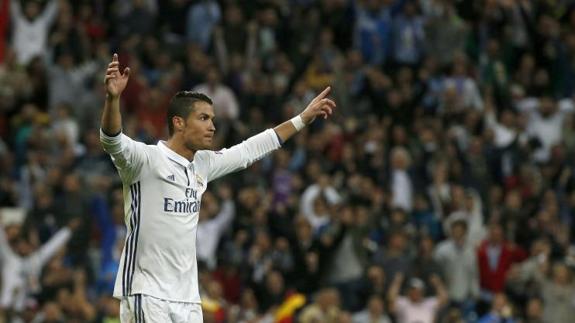 Cristiano Ronaldo, tras marcar ante el Sporting de Portugal. 