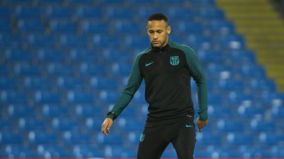 Neymar, en un entrenamiento. 