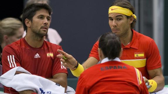 Rafa Nadal, junto a Fernando Verdasco, en la Davis. 