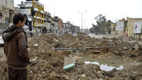 La ciudad de Mosul destruída por los bombardeos.