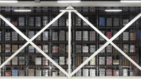 Mercancía almacenada en el centro logístico de Mercadona.