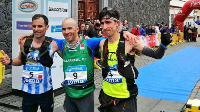 El podio masculino: Dani García, Miguel Caballero y Pablo Villa.