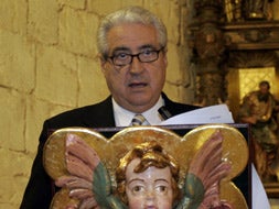Rafael del Río durante el pregón durante la Semana Santa del año pasado en Palencia./ ARCHIVO