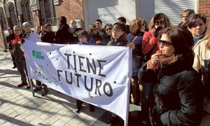 Trabajadores de Seda, durante la protesta / Merche de la Fuente