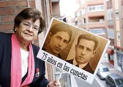 Julia Merino, con la pancarta que le ha acompañado en infinidad de manifestaciones. R. GÓMEZ