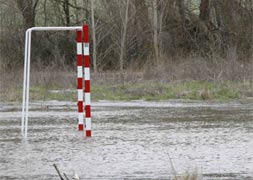 El río Duratón se desborda entre Rábano y Peñafiel./ A. O.