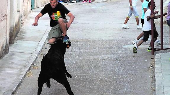 El momento en el que el corredor impacta con la vaquilla 