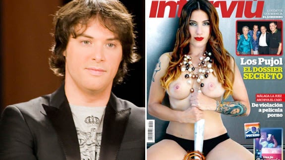 Jordi Cruz al lado de la portada de Lorena en 'Interviú'