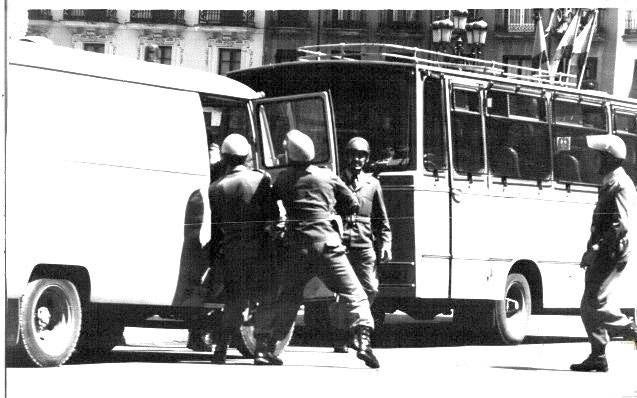 Actuación de los antidisturbios. 