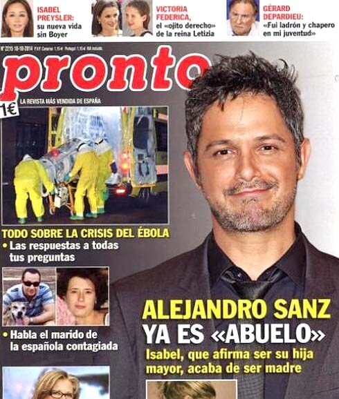 Alejandro Sanz en la portad de 'Pronto'