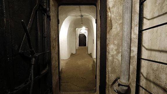 Uno de los pasadizos del búnker de Mussolini. 