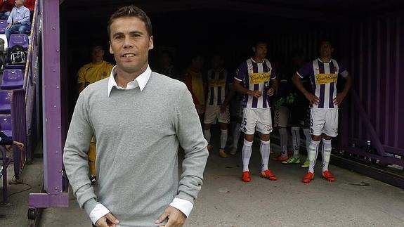 Rubi, antes del último partido del Real Valladolid frente al Girona.