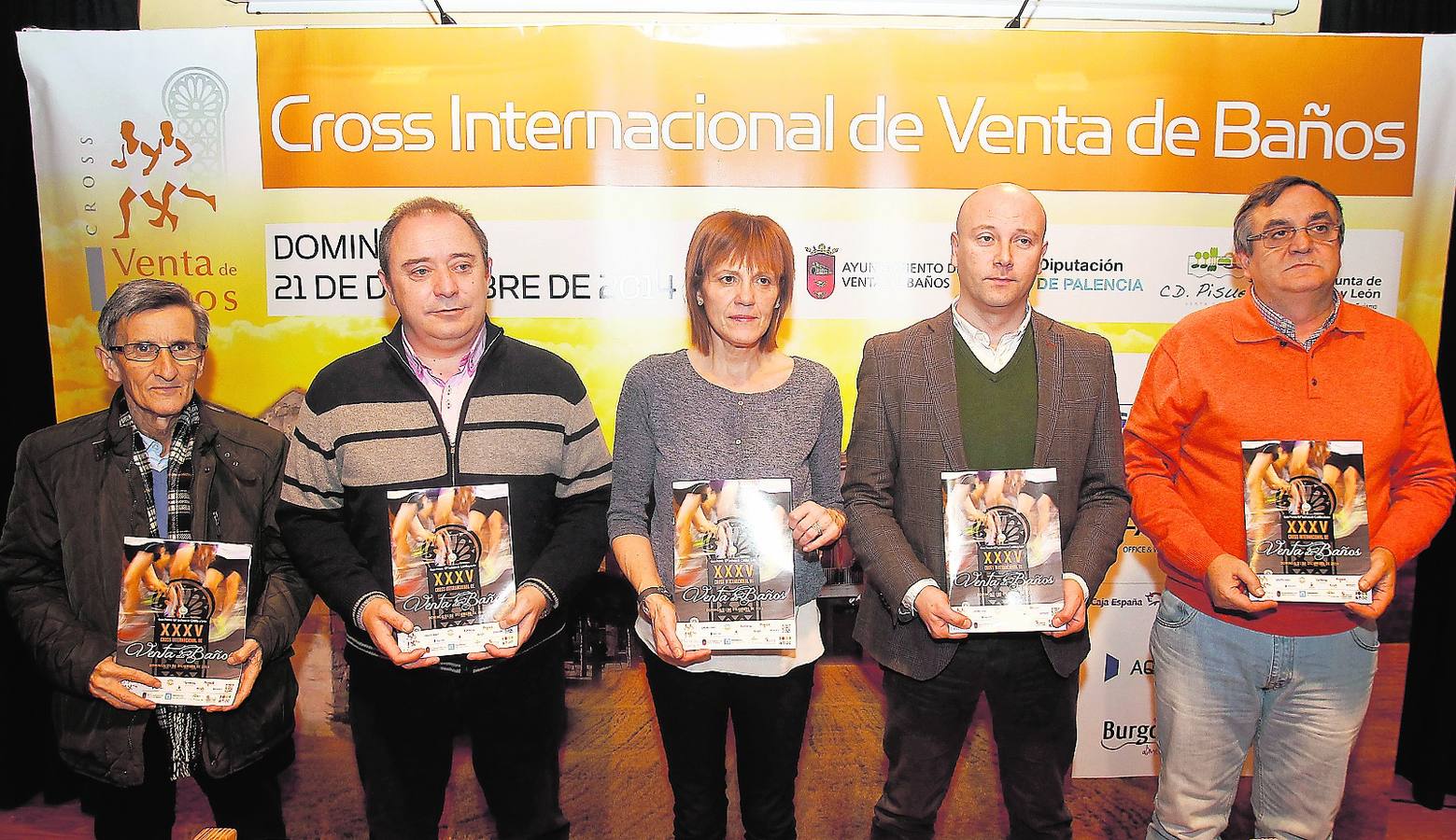 José Luis Iglesias, Jesús Tapia, Consolación Pablos, Luis Calderón y Carlos González Gordillo, ayer en la presentación del Cros venteño 