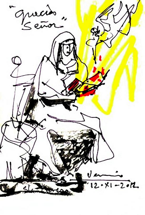Uno de los  dibujos de Venancio Blanco sobre Santa Teresa.