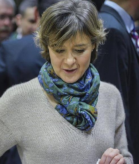 La ministra española a su llegada a la reunión de ministros de la UE. 