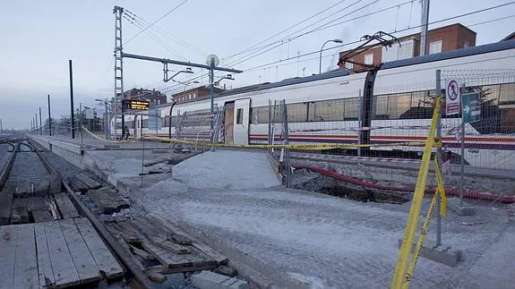 Obras de acondicionamiento para la llegada de la alta velocidad ferroviaria en la estación de tren de Palencia en enero de este año. 