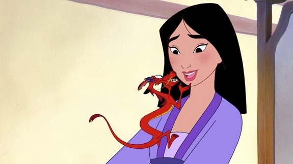 La princesa Mulán en la versión animada.