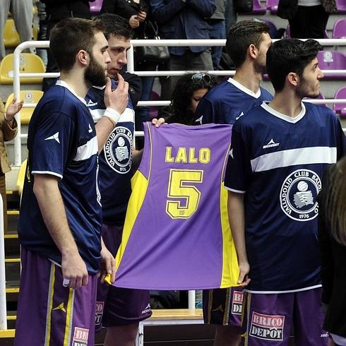 Iván Martínez, De la Fuente, Astilleros y Arranz, cuatro canteranos, en el homenaje a Lalo Garcia, ex jugador del Forum Valladolid, en el Polideportivo Pisuerga el pasado fin de semana. 