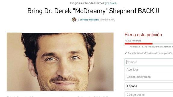 Recaudan más de 75.000 firmas para que el personaje de Derek regrese a 'Anatomía de Grey'