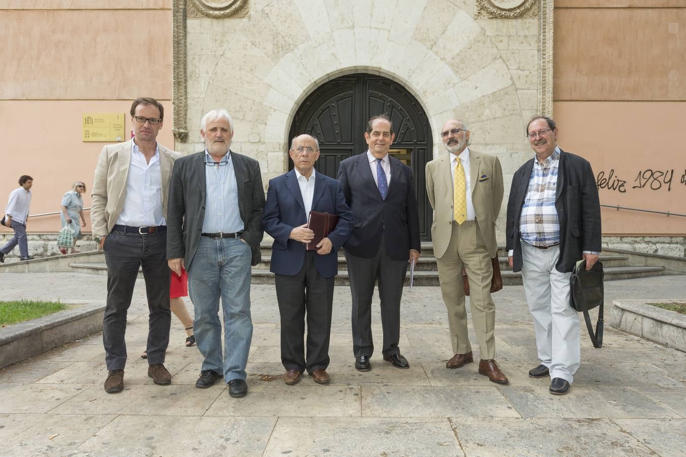 Desde la izquierda, Alfonso León, Javier Blasco, Teófanes Egido, Javier Díez de Revenga y Santos Sanz Villanueva, 