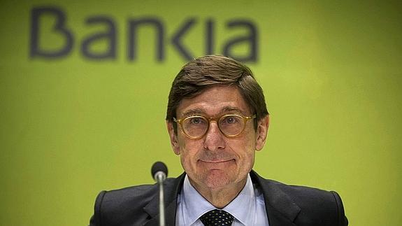 El presidente de Bankia, José Ignacio Goirigolzarri, durante su intervención en la asamblea anual de accionistas, celebrada en Valencia.