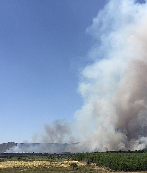 Imagen del frente del incendio a las 16:45 horas. 