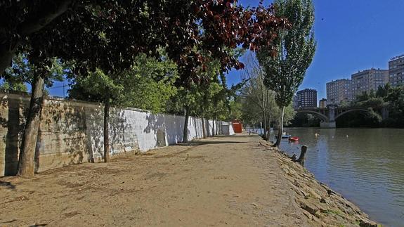 Uno de los muros situados en la ribera del Pisuerga.