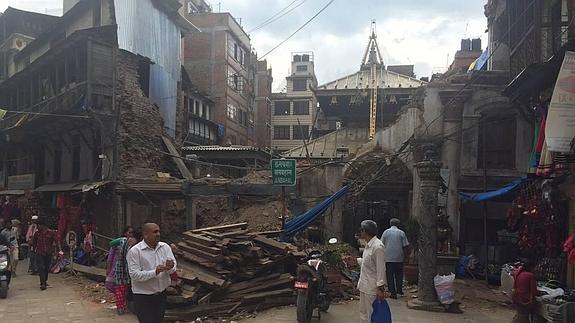 La capital de Nepal (Katmandú) destruida. 