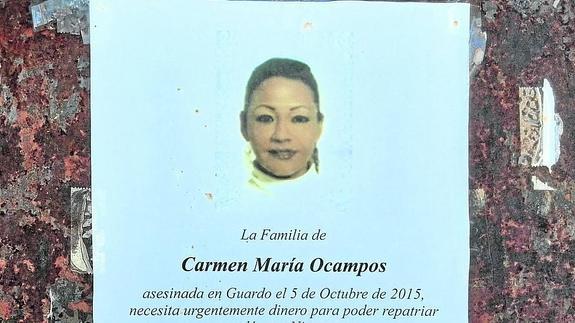 Uno de los carteles colocados en Guardo en los que se pide colaboración para trasladar el cuerpo.