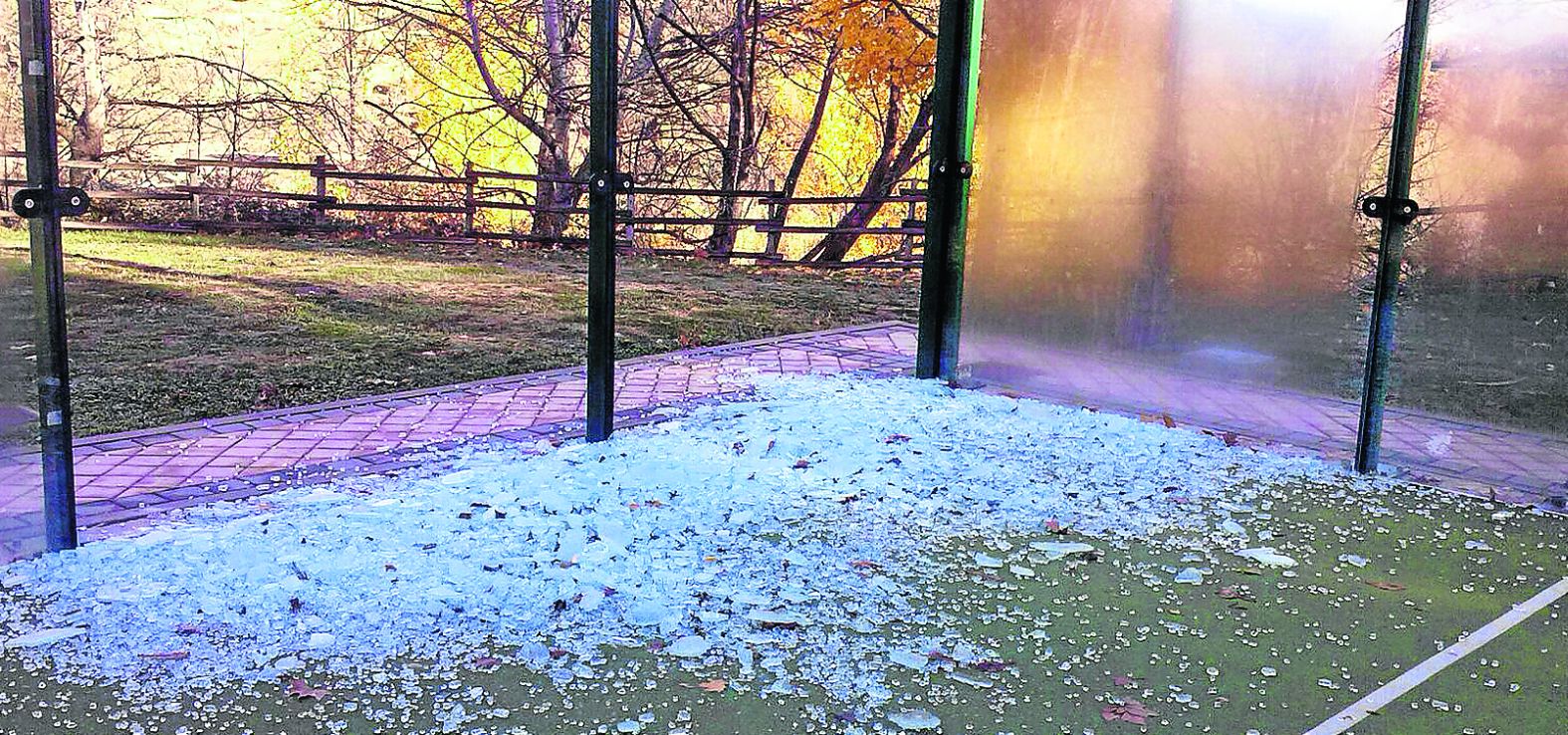 Destrozos en luminarias del nuevo parque público. 