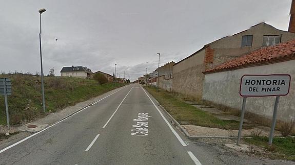 Entrada a la localidad de Hontoria del Pinar, en una captura de pantalla de Google Maps.