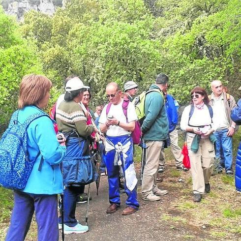 Usuarios de la Fundación, en una actividad de senderismo en el Cañón del Ebro.