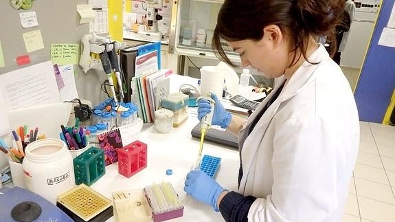 Laura Maeso en el laboratorio del Ibimed. 