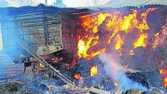 Incendio del otro día en un pajar. 