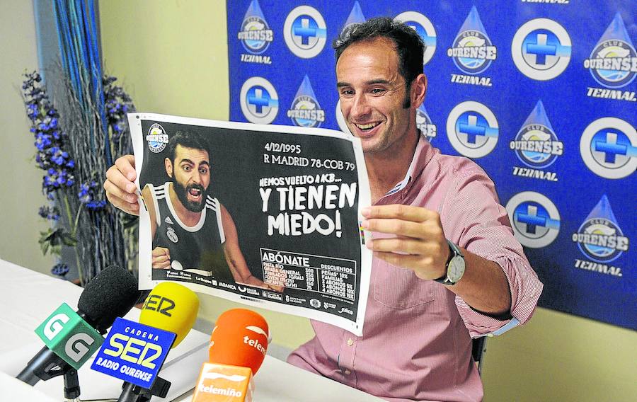 El presidente del Ourense, Antonio Gavilanes, el pasado año, instando a la ACB a acatar la resolución del CSD e inscribir al club.