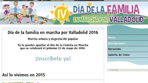 Home del canal de la marcha, desde la que es posible realizar la inscripción.