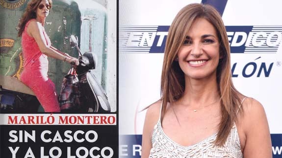 Mariló Montero, en moto y sin casco. 