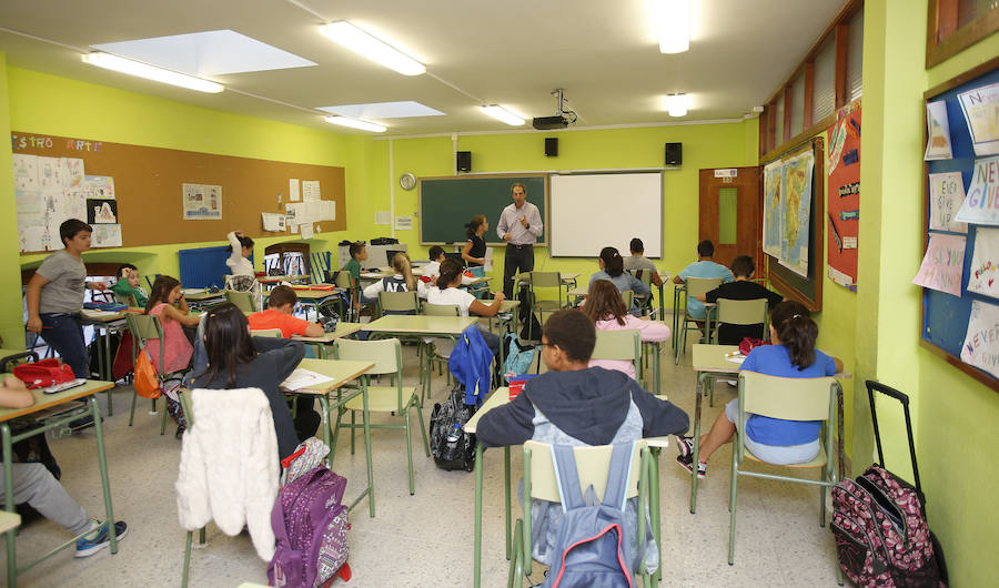 Alumnos de Primaria del colegio Jorge Manrique, en una clase el pasado viernes. 