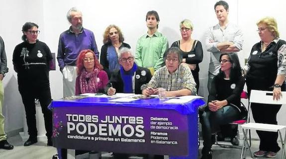 Imagen de la presentación, ayer, en la sede de Podemos. 
