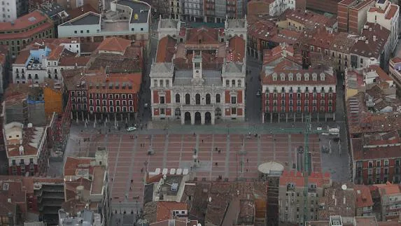 Vista aérea de la Plaza Mayor de Valladolid. 