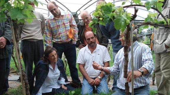 El viticultor y bodeguero Abdón Segovia imparte una charla sobre la vid.